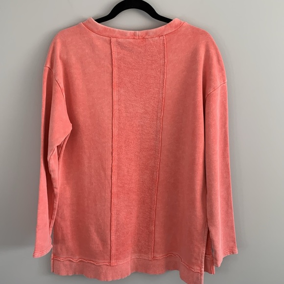 Anthropologie Pilcro Imogen Seamed Tunic Top Sweatshirt Coral Size Medium - Picture 9 of 14